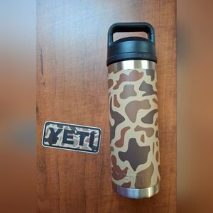 YETI Rambler 18 oz Tan Camo Bottle W/Chug Cap Limited Edition RARE